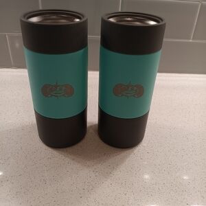 Toadfish Non-Tipping Slim Can Cooler– Teal Stainless Steel- Set of 2